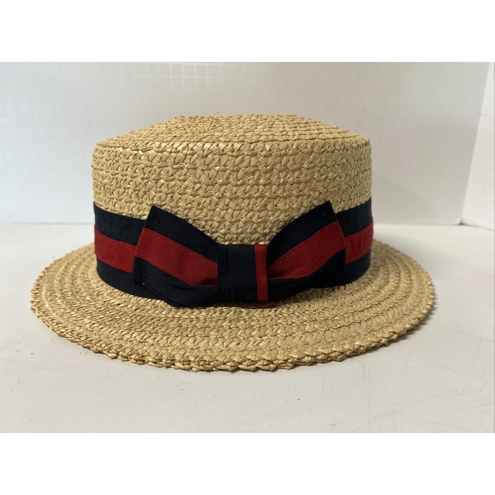 Vintage Mens Boater Authentic Hat- Fine‎ Quality Straw Hat - Made in Italy